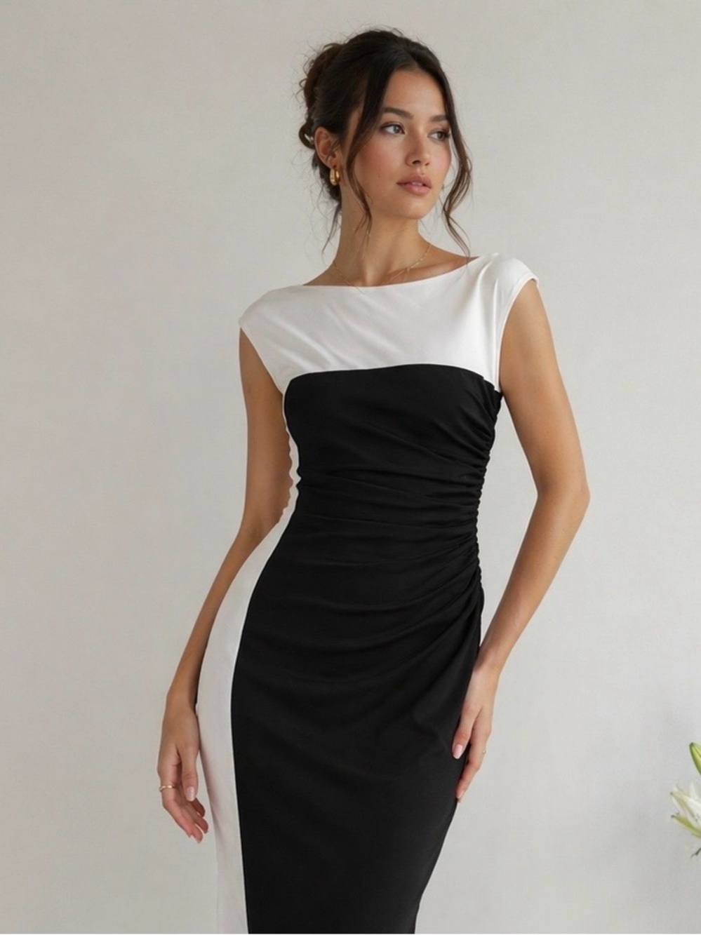 Lauren Ralph Lauren Black & White Sheath Midi Dress, Old Money
